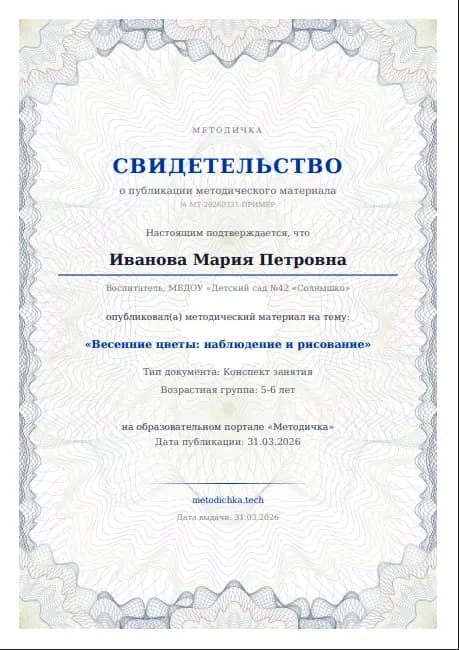 Свидетельство о публикации